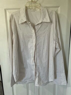 Good American Button-down Shirt with Scattered Silver Studs rhinestones